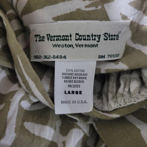 Vintage Patio Dress Tan Vermont Country Store Palm Leaf Muumuu Housedress Large - Picture 7 of 14